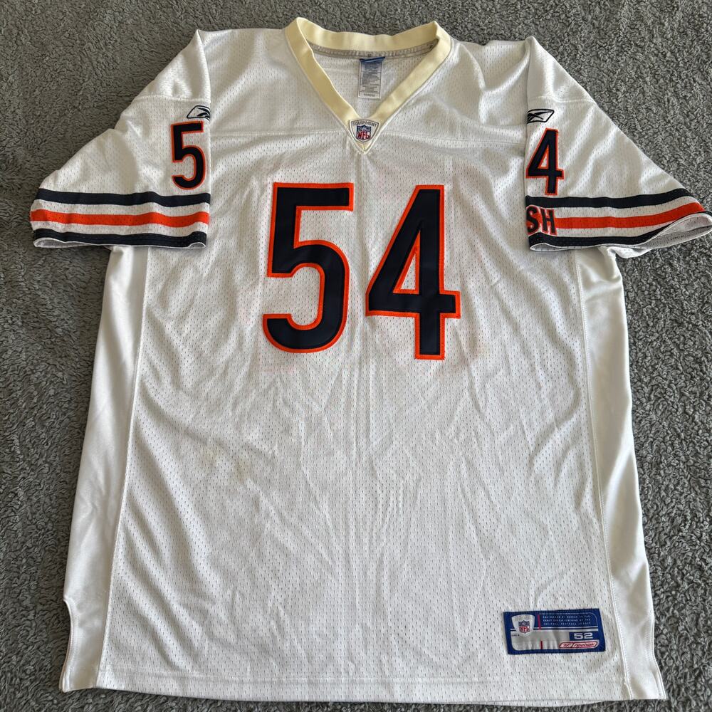 100% Authentic Brian Urlacher NFL Chicago Bears Reebok Home White Jersey Size 52
